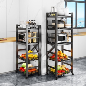 Meyve sebze kutusu organizasyonu için tekerlekler ile 5 katmanlı istiflenebilir Metal tel saklama sepetleri banyo ve mutfak rafı sepet - Product Image 5