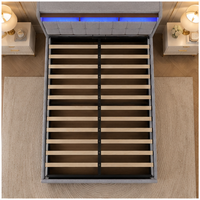 Cadre de lit LED capitonné de luxe européen, lit plateforme moderne en tissu avec tête de lit capitonnée, taille Queen et King