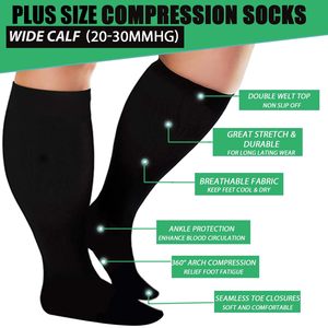 Calcetines de compresión para enfermeras de 20-30 mmHg, talla grande, pantorrilla extra ancha 7XL, soporte para estar de pie todo el día, alivio de venas varicosas e hinchazón, personalizados - Product Image 5