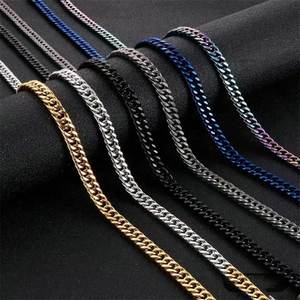 <span class=keywords><strong>Cadena</strong></span> <span class=keywords><strong>cubana</strong></span> <span class=keywords><strong>de</strong></span> acero inoxidable, doble <span class=keywords><strong>tejido</strong></span>, cuatro lados, pulido, hipoalergénico, joyería <span class=keywords><strong>de</strong></span> moda, collar, estilo, individuos conscientes - Product Image 4