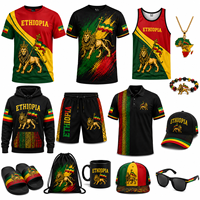 T-shirt personnalisé pour homme, design traditionnel éthiopien Habesha, imprimé en 3D, t-shirt noir en polyester pas cher, manches courtes
