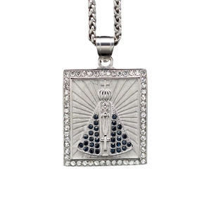 Hip-Hop Religiöser Maria-Kreuz-Anhänger Wasserdichter Anlauffreier Edelstahl-Schmuck Halsketten für Männer Rapper - Product Image 5
