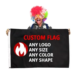 Promotion Flag Manufacturer 3*5ft Screen Printed Logo Design Outdoor Flying Flag Custom