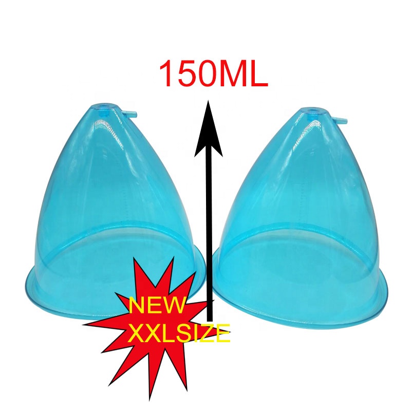 150 мл больших XXL Размер пластик синего цвета большие чашки для Колумбии с эффектом подтяжки ягодиц лечение и ягодиц после родов для увеличения размера груди крем для увеличения бюста, вакуумная отсасывающая машина