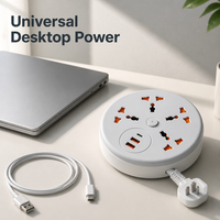 Multiprise murale multifonctionnelle avec veilleuse USB, pour bureau, maison, dortoir, avec long câble et prises multiples