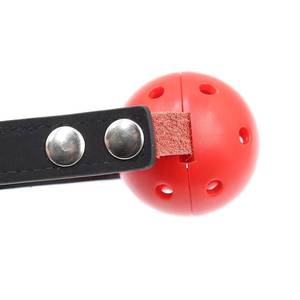 Bâillon à boule rigide en cuir noir et rouge avec clip de verrouillage, jouet alternatif pour la passion, jouet de flirt, jouet de bondage oral - Product Image 4