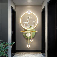 Art mural 3D de luxe en forme de cerf Peinture de décoration acrylique Peinture murale imprimée UV Lampe à LED Décoration intérieure lumineuse Art Déco Design Toile