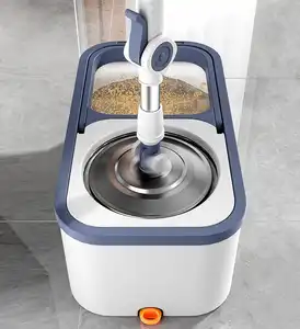 JOYBOS-mopa giratoria de microfibra y cubo, sistema de limpieza de suelo, fregona de acero inoxidable, mango con 6 almohadillas