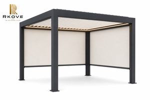 Gazebo de aluminio con persianas motorizadas RKOVE, resistente al invierno, con pantalla de privacidad con cremallera, cubierta aislante para pérgola exterior para patio trasero - Product Image 6