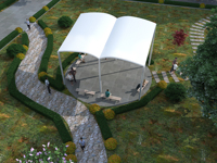 Membrane de toiture en tissu tendu enduit de PVDF pour pavillon de jardin extérieur