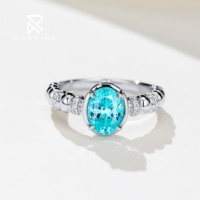 Bague Rochime en argent sterling 925 avec zircone cubique bleue Paraiba, pierre précieuse de laboratoire, bijoux de mode pour femmes