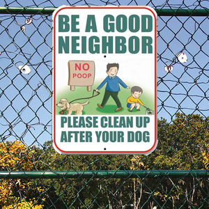 Señal de advertencia de aluminio reflectante sin caca con estaca, "Sé un buen vecino" para césped al aire libre, jardín y comunidad - Product Image 4