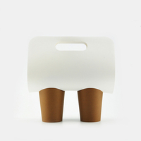 Porte-gobelets en papier kraft jetables personnalisés et économiques pour boissons chaudes, thé et café, avec poignée