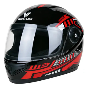 New VRECASE Motorcycle Helmet DOT Certified PC ABS Flip Full Face Red Black Visor Quick Release All Seasons HD Protector - Product Image 1