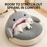 Lit pour animaux de compagnie Shark avec coussin amovible et lavable, nid douillet et chaud pour chiens et chats, utilisation intérieure en hiver, vente en gros, OEM disponible