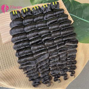 12A级未加工印度寺庙人发100% 天然原始角质层对齐松散深波束 - Product Image 3