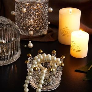 <b>Crystal</b> Crown Glass Jewelry Box With Gold Accents <b>Standing</b> Type Decorative Storage Tray For Desktop Display - Product Image 4