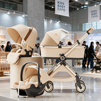 Poussette Bébé Pliable et Portable Multifonctionnelle pour Nouveau-né et Tout-petit, avec Nacelle et Siège Intégrés, Landau pour Nourrisson avec Capote de Voyage