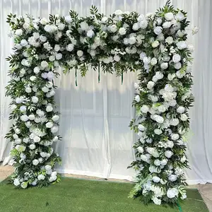 A-HOA005 Wedding Artificial Flower Arch Silk Red Flower Horn Arch Set For Wedding Arch Flowers Backdrop Decoration