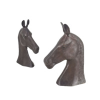 Paire d'entretoises à livres modernes en forme de tête de cheval, en cuivre fait main, robustes et décoratives, pour bureau, maison, étagère