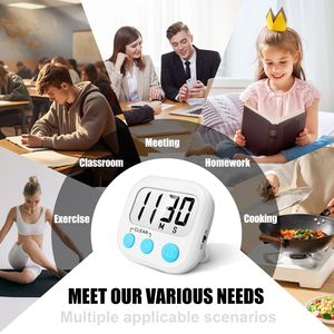 Lot de 2 minuteurs de cuisine numériques en plastique, grands chiffres, alarme <span class=keywords><strong>sonore</strong></span>, support magnétique, <span class=keywords><strong>compte</strong></span> à <span class=keywords><strong>rebours</strong></span> de 120 minutes pour la cuisson et la pâtisserie, blanc - Product Image 5