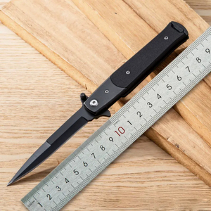 Cuchillo de bolsillo plegable de acero inoxidable HL, hoja de un solo filo, tipo espada, táctico, para supervivencia al aire libre y camping, con mango G10, DIY OEM - Product Image 2
