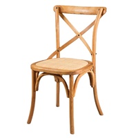 Vente en gros de chaises modernes en bois massif X avec dossier croisé et coussin en rotin pour mariage, restaurant, chaises d'extérieur