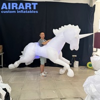 Costume de mascotte licorne gonflable lumineux, durable, avec LED pour les défilés en extérieur