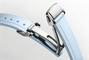 Reloj de Acero Inoxidable con Esfera Azul Claro, Ventana de Fecha y Correa de Goma Azul Claro Longinesing - Product Image 3