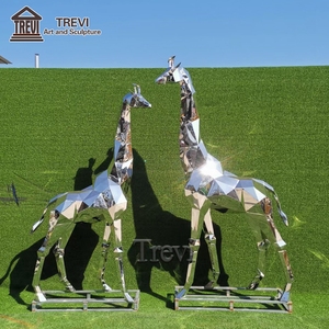 Sculpture géométrique de <span class=keywords><strong>girafe</strong></span> <span class=keywords><strong>en</strong></span> acier inoxydable TREVI, statue d'animal abstraite <span class=keywords><strong>en</strong></span> métal pour la décoration de jardin extérieur - Product Image 6