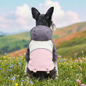 PETCIRCLE Chaqueta Fresca con Capucha para Perros Pequeños y Cachorros, Primavera/Verano - Rosa y Gris - Product Image 5