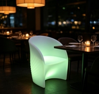 Fauteuil en PE éclairé par LED, imperméable, moderne, pour salon, hôtel, fête en plein air