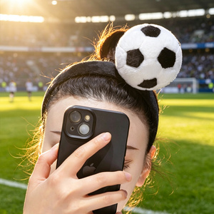Diadema de Peluche con Balón de Fútbol de la Copa Mundial <span class=keywords><strong>FIFA</strong></span>, Aro para el Cabello con Balón de Fútbol Suave para Fanáticos del Deporte, Accesorio Divertido para Fiestas para Adultos - Product Image 2