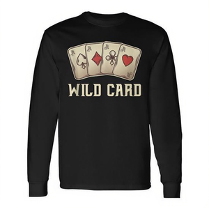 T-shirt à manches longues Wild Card noir pour hommes, vêtements décontractés - Product Image 2