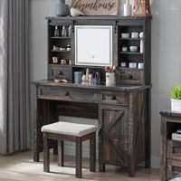 Ama Zon Ensemble de coiffeuse moderne et de luxe personnalisé avec miroir, tiroir et meuble de rangement Design de chambre à coucher en bois unique