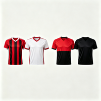 OEM Großhandel Flamengo-Stil Wärmeübertragungsdruck Fußballtrikot Fan-Version Schnelltrocknend Atmungsaktiv Unisex Fußballshirt Individuell Anpassbar