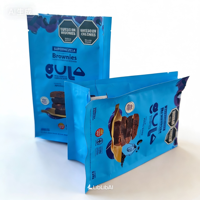 Sachet d'emballage biodégradable à fond plat et soufflet latéral, finition douce au toucher, thermoscellable, personnalisable pour aliments, aliments pour bébés, sushis et salades