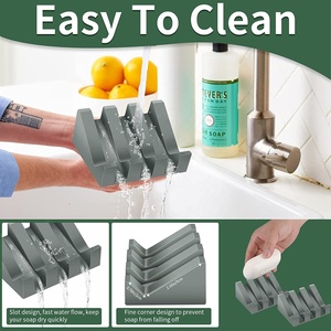 Porte-savon en silicone avec drain pour la douche, salle de bain, porte-savon en barre, plateau de séchage auto-drainant en cascade, économiseur de savon - Product Image 6