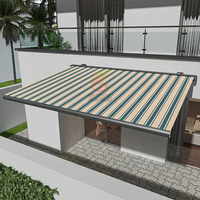 Nouvelle conception de store banne extérieur électrique rétractable pour patio, pare-soleil à bras articulé, store banne cassette intégrale gris