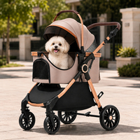 Poussette pour animaux de compagnie à empattement élargi, stable, légère, pliable d'une seule main, chariot, charge maximale 25 kg, pour chiens et chats de petite et moyenne taille, pour les promenades quotidiennes