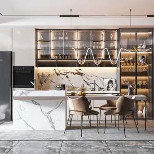 Modern Beige Acrylic Sheet Kitchen <b>Cabinets</b> <b>Small</b> Furniture Whole Set Mobile Home PVC Cuisine Unit MDF PU Lacquer <b>Cabinets</b> - Product Image 1