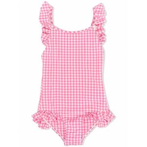 Traje de Baño de una Pieza para Niñas con Cuello Redondo y Adorno de Volantes, Traje de Baño de Diseñador - Product Image 1