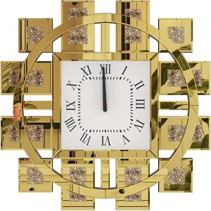 Luxury Home Decor Gold Glass Wall <b>Clock</b> Needle Unique Crystal Broken Diamond Arabesque 3D Design Antique Style Living Room - Product Image 6