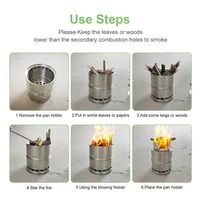 Réchaud de camping portable manuel à bois, mini, léger, en acier inoxydable, pour pique-nique, barbecue, voyages et aventures