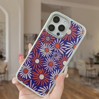 Coque de téléphone à panneau arrière magnétique remplaçable pour iphone 17 / 17pro/17promax/17air avec la fleur de soleil verticale de dorure