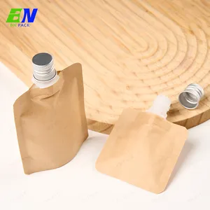 Custom Biodegradable Stand Up Bag Recyclable Liquid Laundry Cosmetic Shampoo Refill Packaging Bags Kraft Paper Cosmetics Spout P