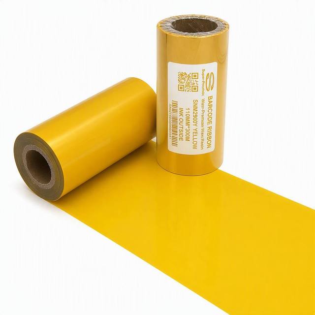 Hot Sale Yellow Wax Resin Thermal Transfer Ribbon 110mmx300m Barcode Printer Ribbon Compatible Zebra TSC for Label Printing