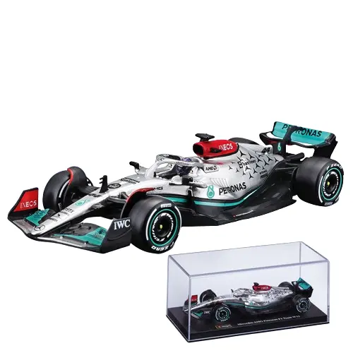 Bburago 1:43 MERCEDES-AMG Petronas F1 Team W13 (2022) (con casco) (#63 George Russell) -argento ('22) ('23 Std)