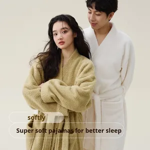 Shanhao hommes et femmes couleur unie haut de gamme peignoir automne et <span class=keywords><strong>hiver</strong></span> pyjamas haut de gamme hôtel absorbant peignoir Spa Robe - Product Image 1