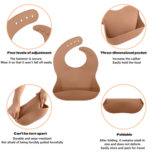 طقم تغذية للأطفال من السيليكون الآمن للطعام، طبق وصحن بخاصية الالتصاق، مريلة، كوب، ملعقة، شوكة، أدوات مائدة للأطفال الصغار، خالٍ من مادة BPA، بيع بالجملة - Product Image 3